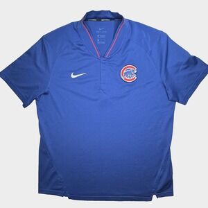 Chicago Cubs Shirt Mens Large Blue MLB Baseball Nike Dri Fit Pullover Training